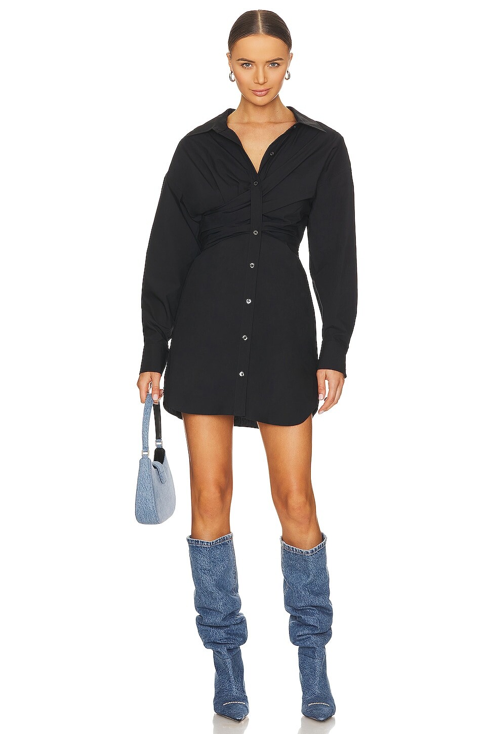 

Платье Alexander Wang Draped Button Up, черный