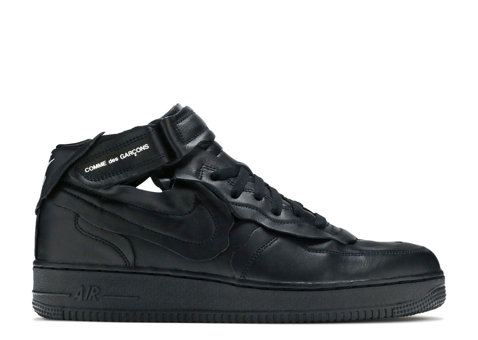 Кроссовки Nike Comme Des Garçons X Air Force 1 Mid 'Triple Black', черный кроссовки air jordan 1 retro mid gs triple black черный