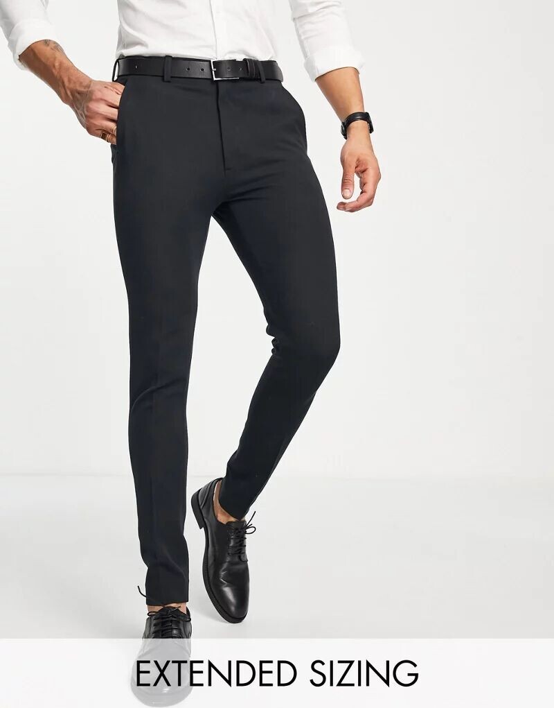 

Черные суперузкие брюки строгого кроя ASOS