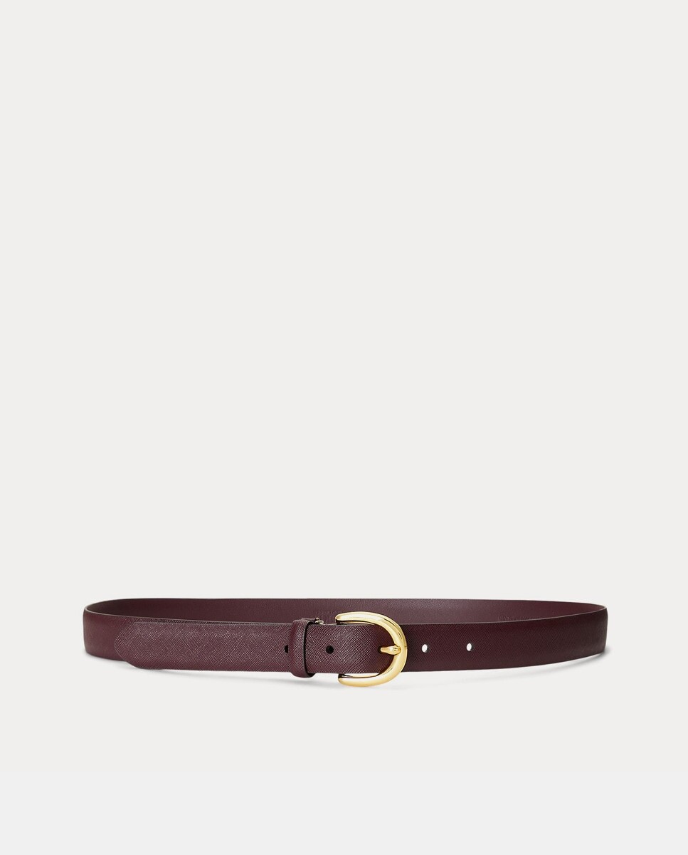 

Ремень из темно-бордовой кожи с золотой пряжкой Lauren Ralph Lauren, гранатовый