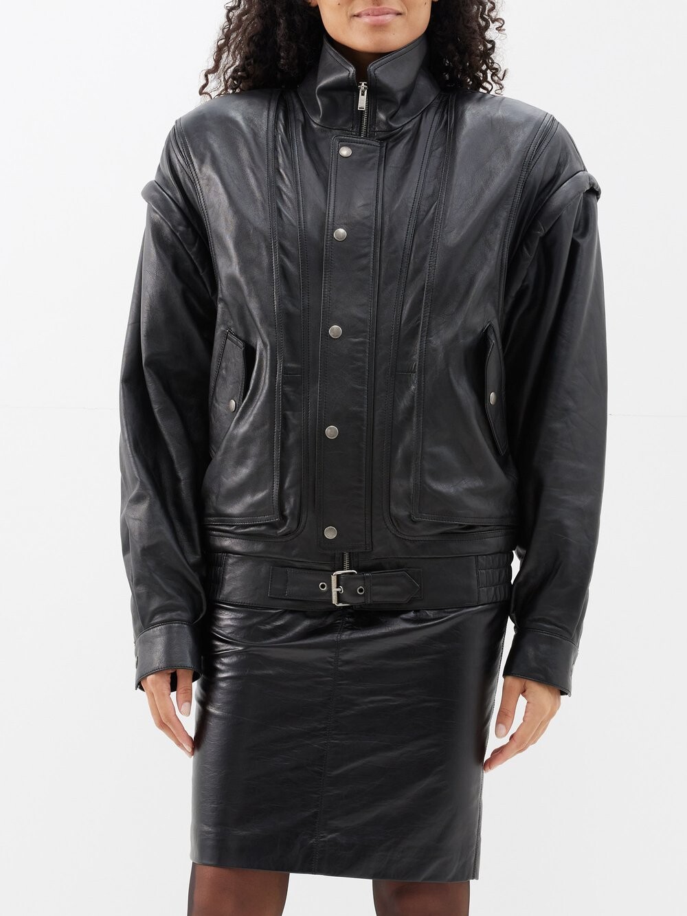 

Кожаная куртка-блузон Saint Laurent, черный