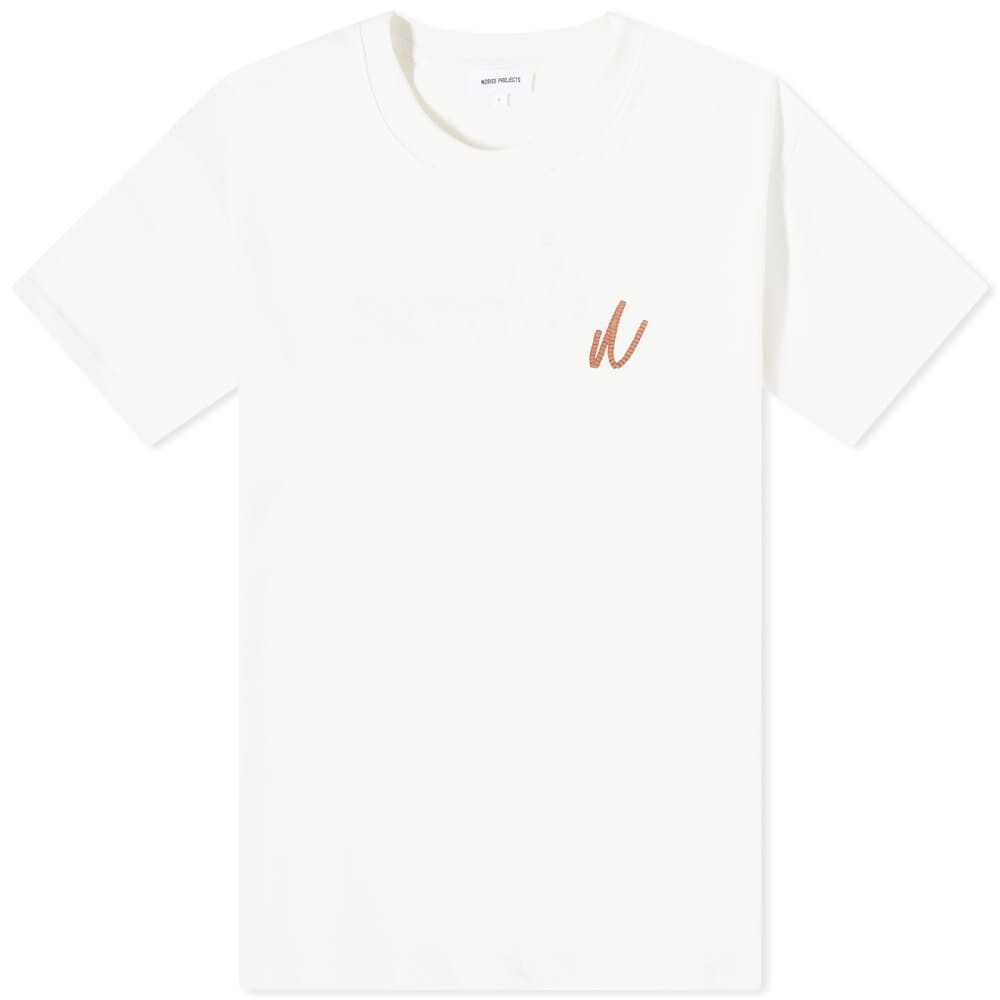 

Футболка с логотипом Norse Projects Johnes Chain Stitch, экрю