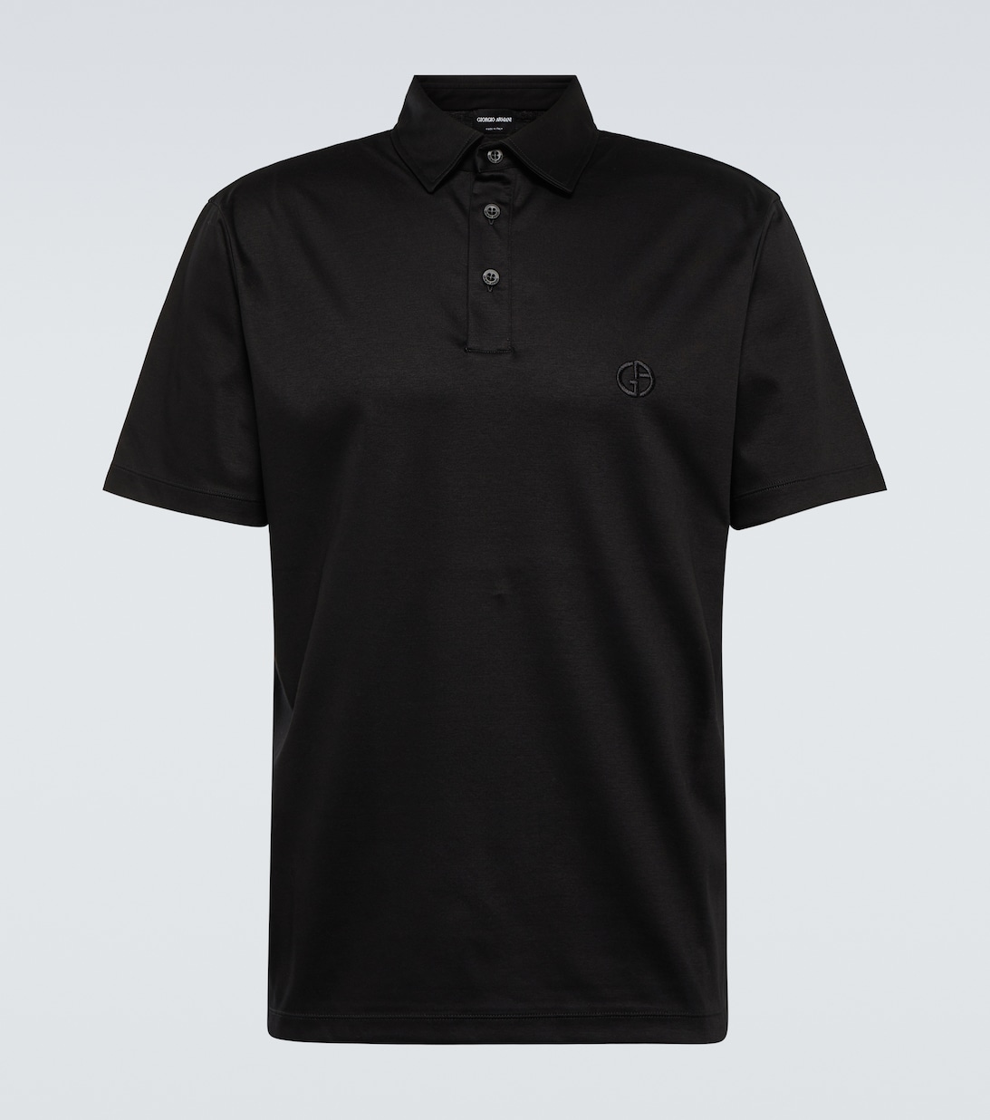 Рубашка поло из хлопка Giorgio Armani, черный рубашка из поплина giorgio armani синий