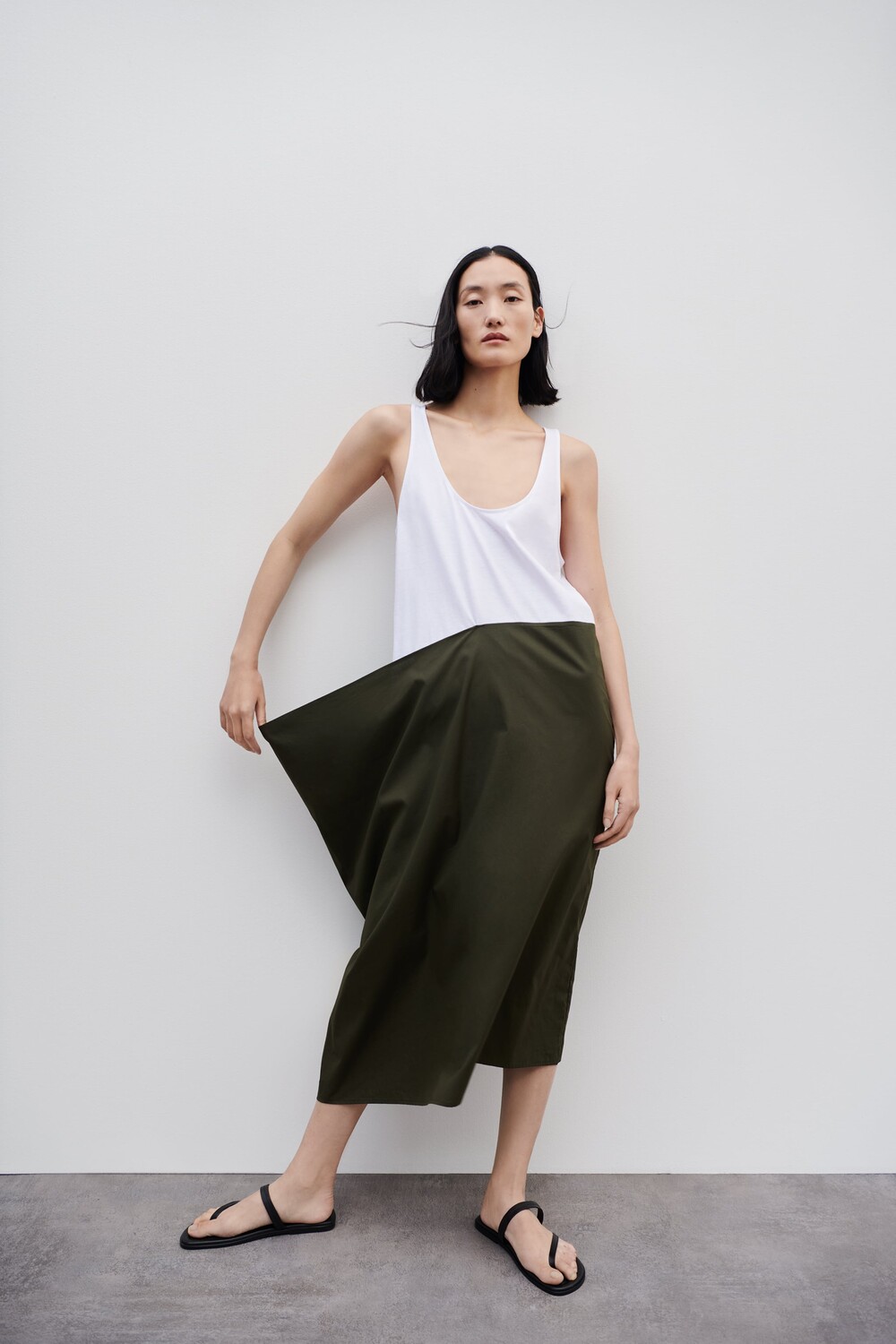 

Подходящее платье из поплина Zara, белый/зеленый