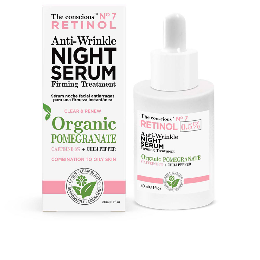 цена Увлажняющая сыворотка для ухода за лицом Retinol anti-wrinkle night serum organic pomegranate The conscious, 30 мл