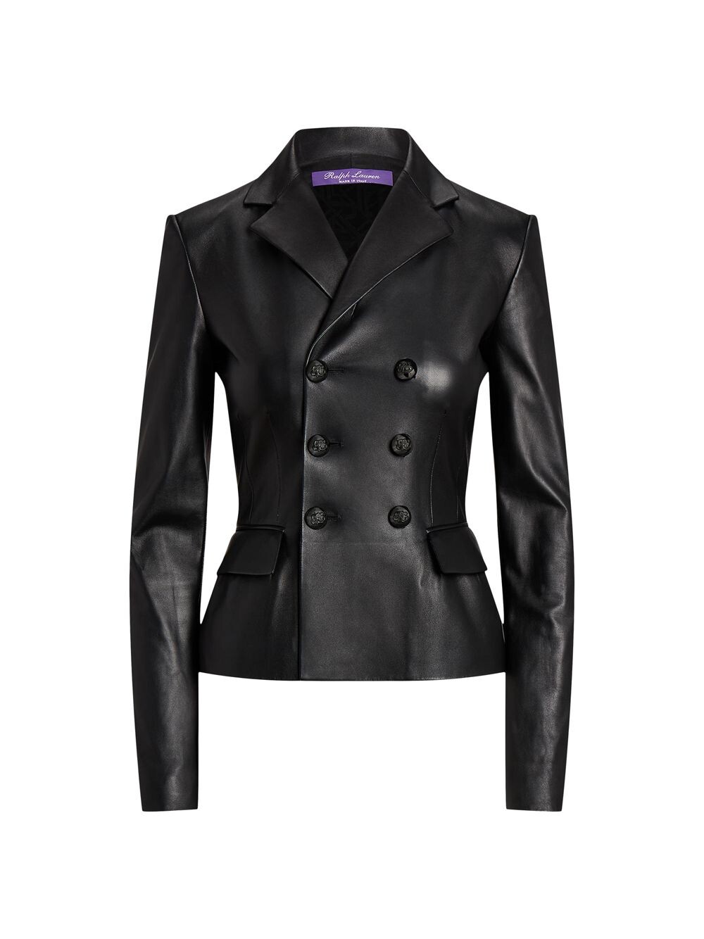 

Двубортная кожаная куртка Madelena Ralph Lauren Collection, черный