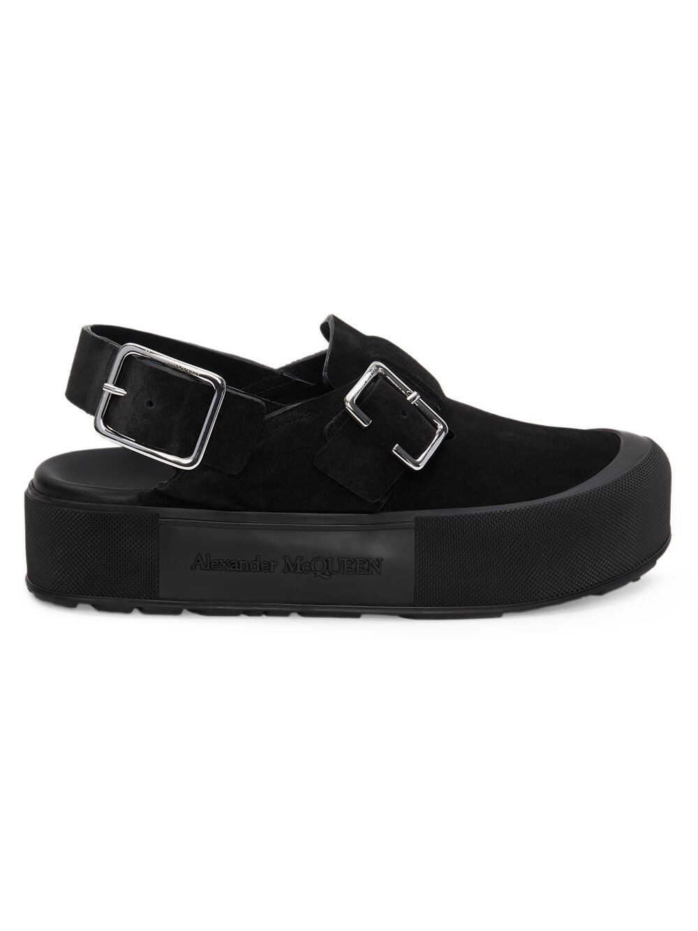 

Кожаные сандалии на платформе с пряжками Alexander McQueen, черный