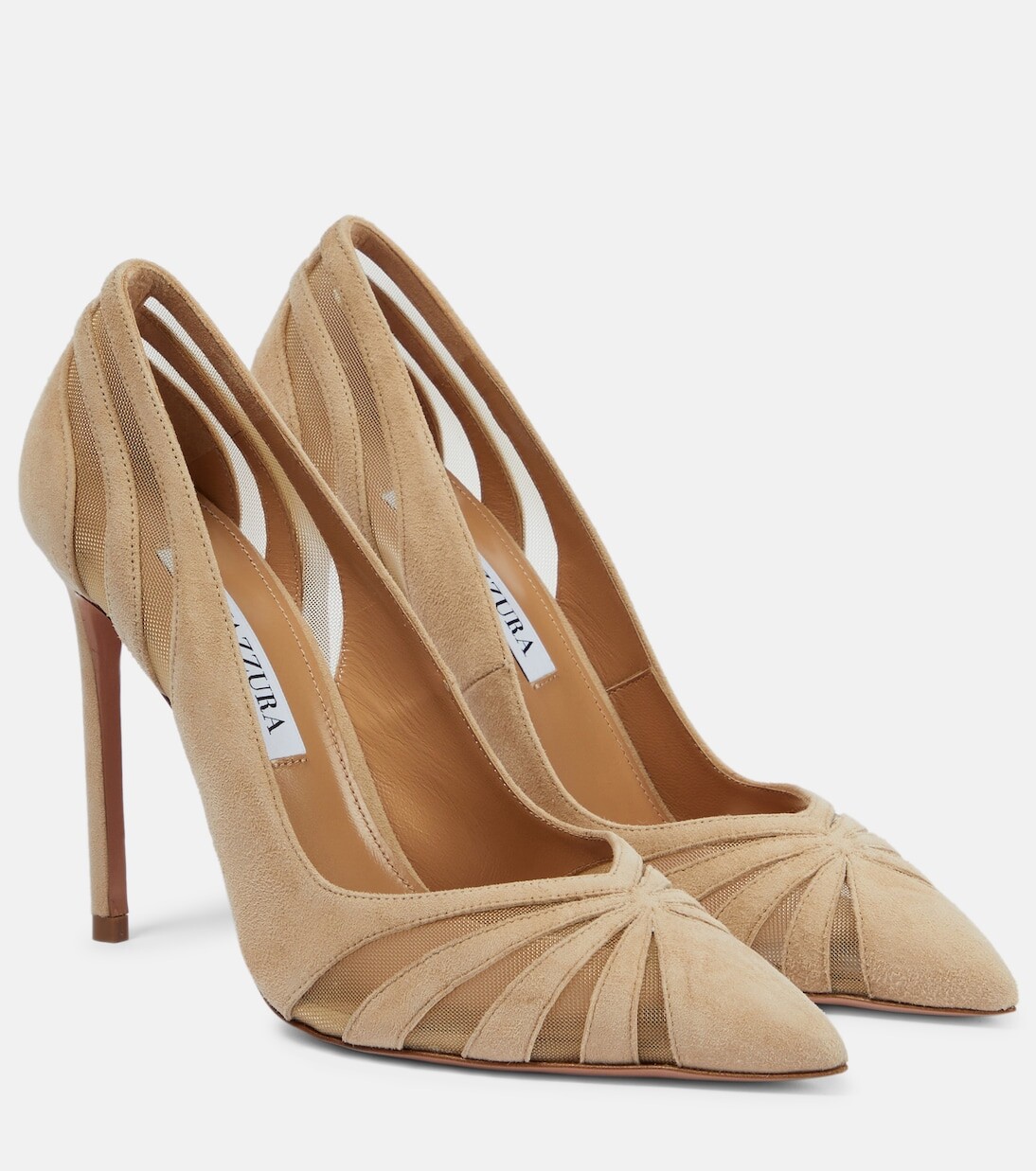 

Туфли spy 105 из замши и сетки Aquazzura, бежевый