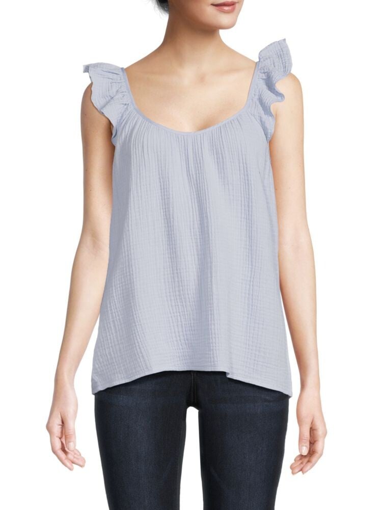 

Текстурированный топ с круглым вырезом Saks Fifth Avenue, цвет Sky Blue