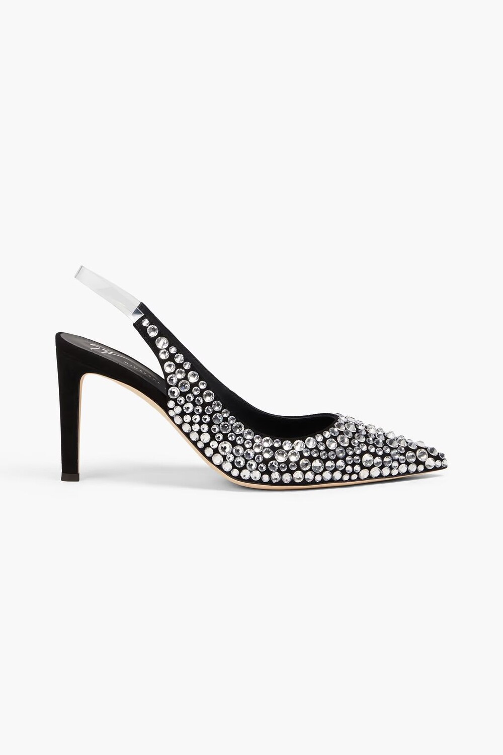 

Туфли из замши и ПВХ с пяткой, украшенные кристаллами Giuseppe Zanotti, черный