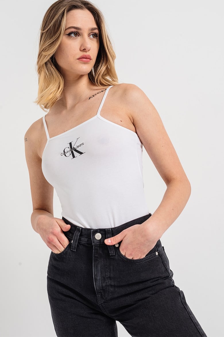 

Боди из хлопка с стрингами Calvin Klein Jeans, белый