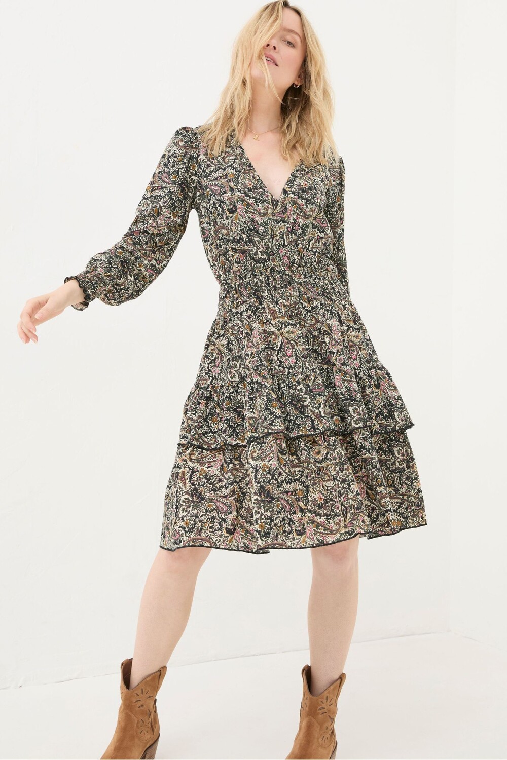 

Платье Fatface Wild Paisley из джерси Fat Face, бежевый