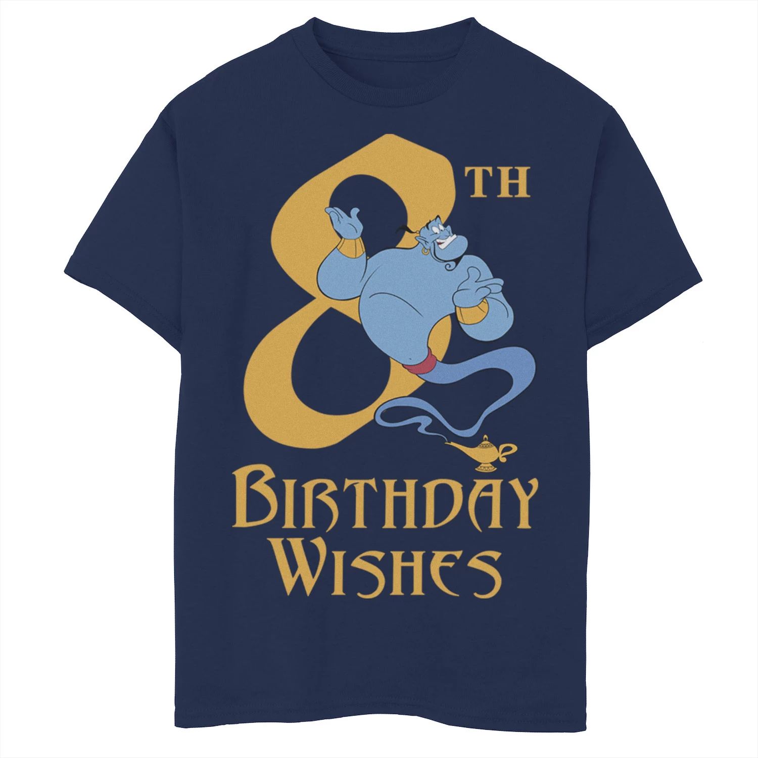 Футболка с изображением Джина на 8-й день рождения для мальчиков 8–20 лет Disney's Aladdin Disney футболка с изображением рожденного февраля 1950 года ограниченный выпуск подарки на 70 й день рождения футболка