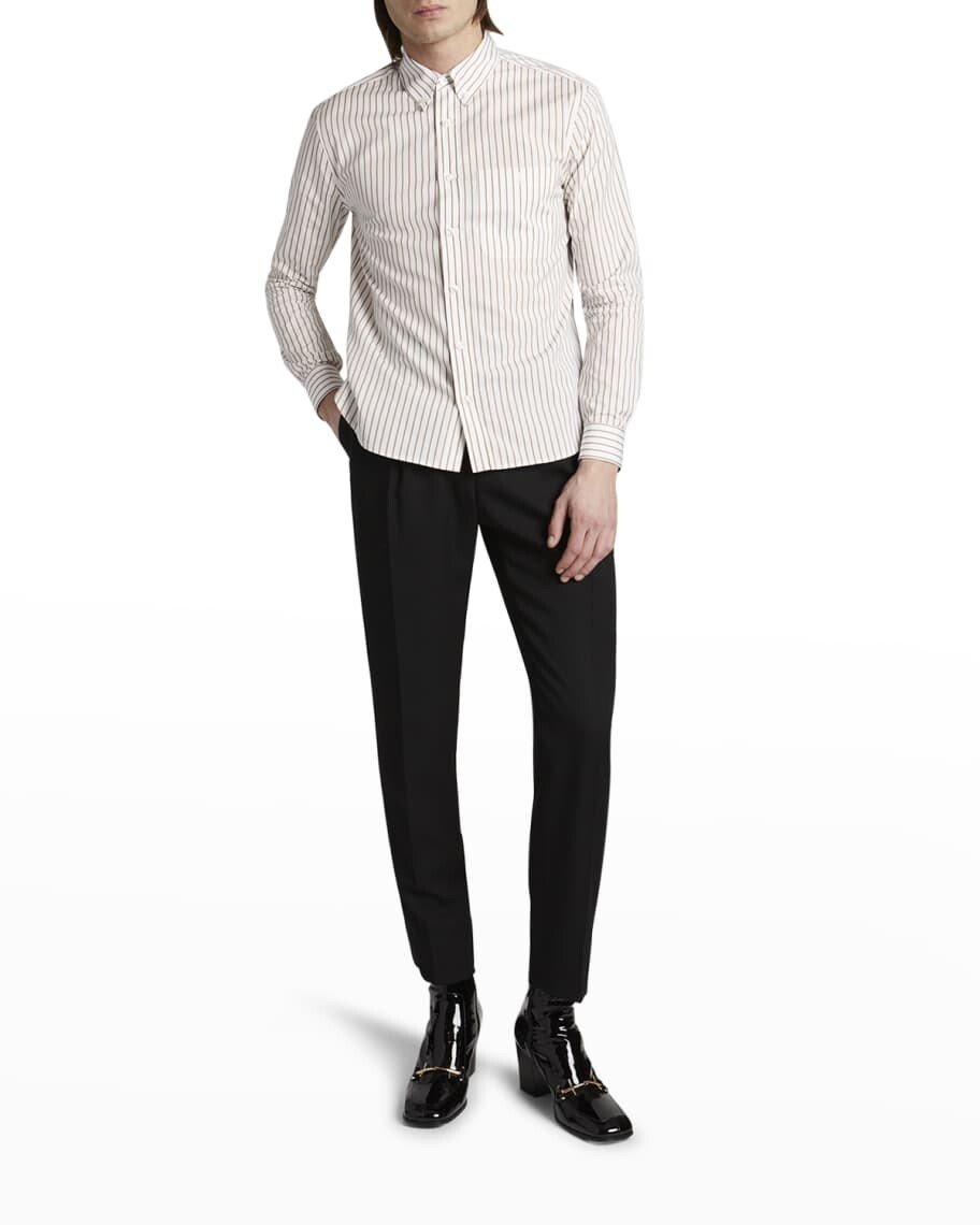 

Мужская полосатая хлопковая спортивная рубашка Saint Laurent