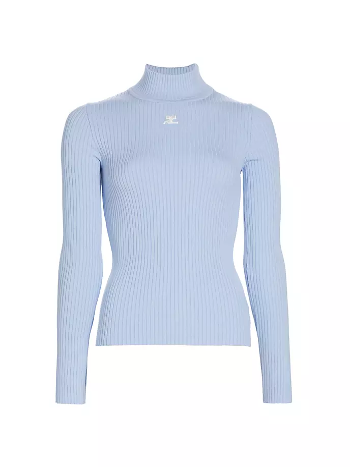 

Топ с высоким воротником ребристой вязки Re-Edition Courreges, цвет sky