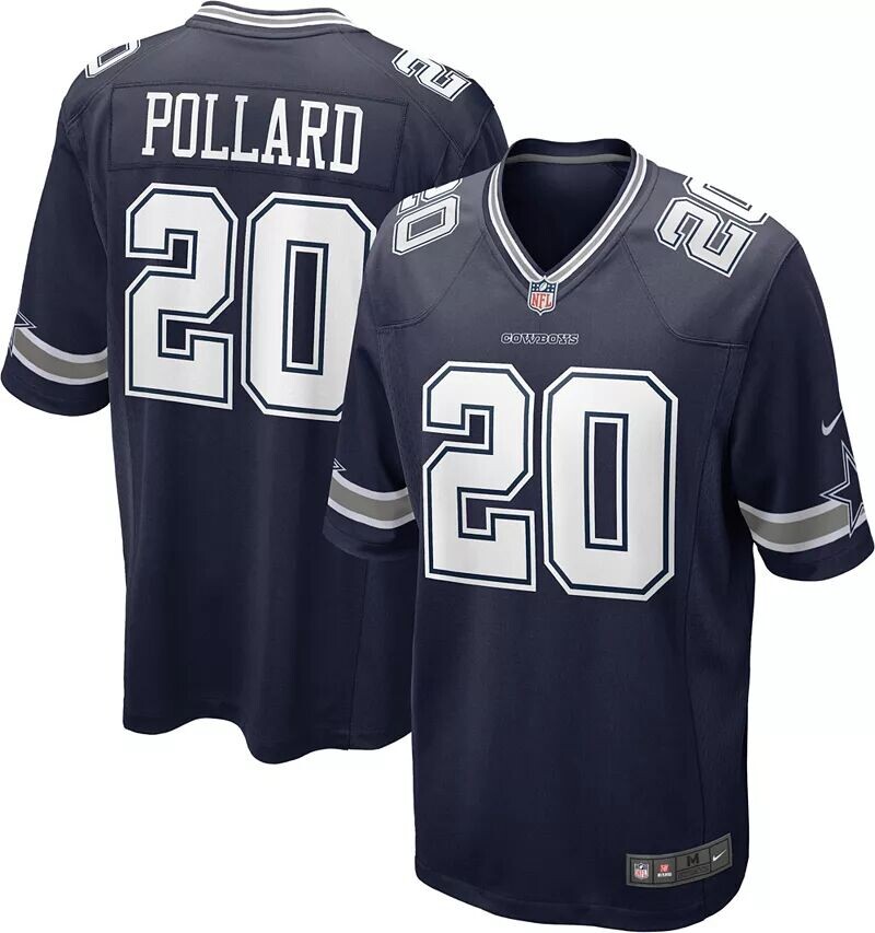 

Мужская футболка Nike Dallas Cowboys Tony Pollard № 20 темно-синего игрового цвета