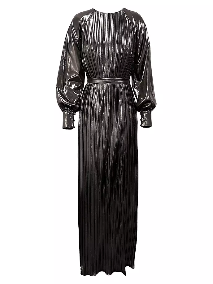 

Платье макси со складками и фольгой Calista Dress The Population, цвет gunmetal