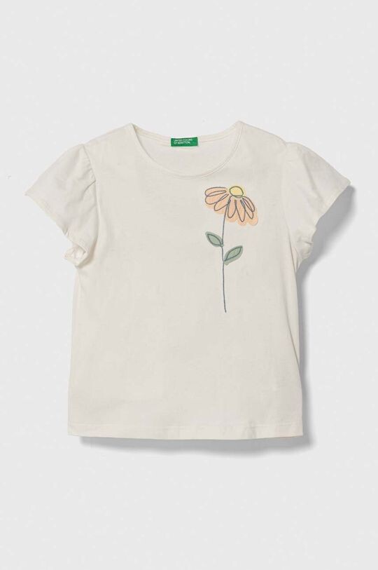 

Хлопковая футболка для детей United Colors of Benetton, бежевый