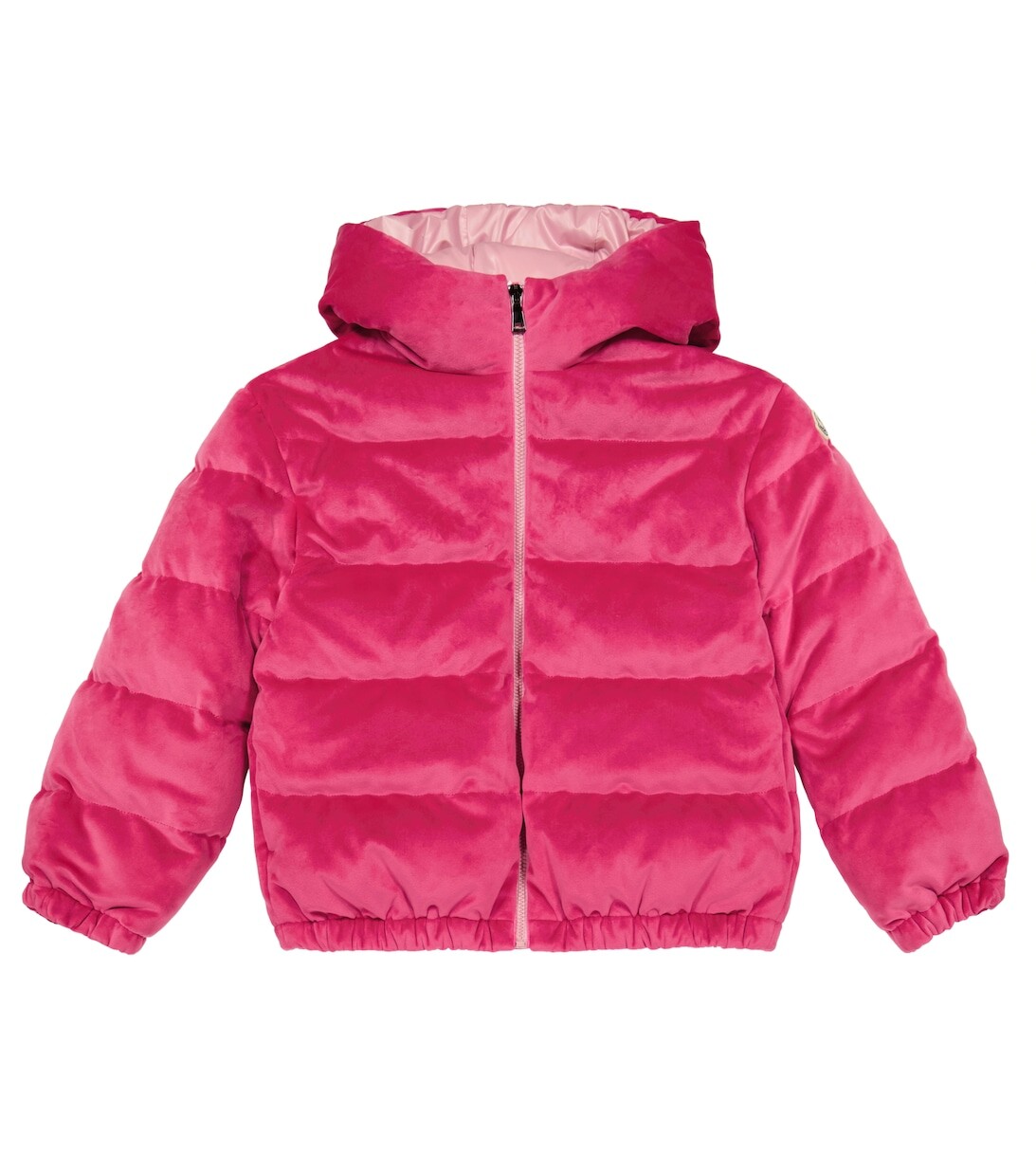 цена Бархатный пуховик Daos Moncler Enfant, розовый