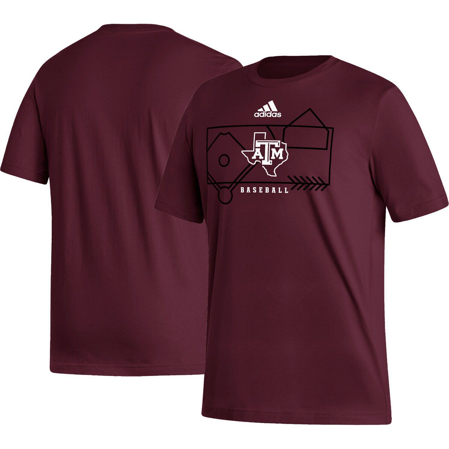 

Мужская темно-бордовая футболка Texas A&M Aggies Locker Lines Basketball Fresh adidas, Красный