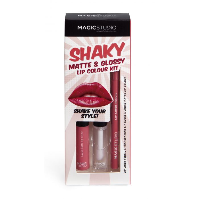Набор косметики Shaky Matte&Glossy Lip Colour Kit Magic Studio, Set 3 productos карандаш для губ kiki matte lip pencil т 25 1 1 г