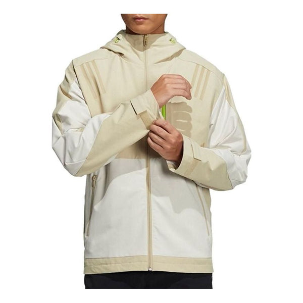 Куртка Men's adidas Splicing Side Pocket Zipper Hooded Jacket Beige, бежевый men side zipper pocket drawstring long sleeve hooded sweatshirt jacket coat