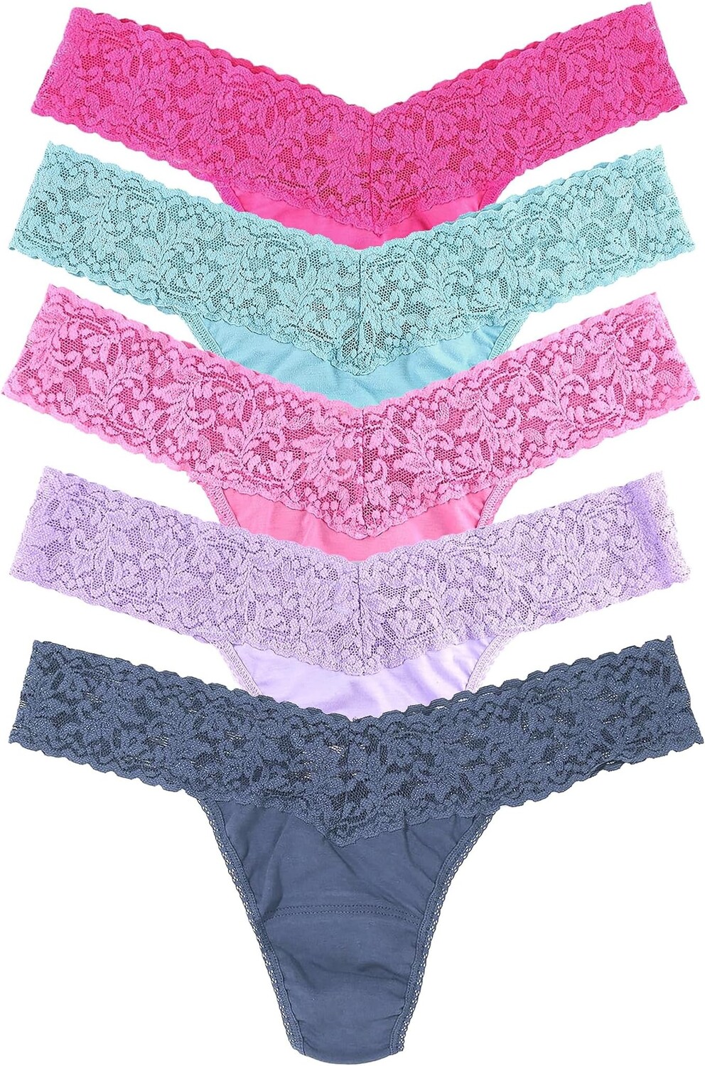 

Набор из 5 хлопковых стрингов с низкой посадкой Hanky Panky, цвет Wild Pink/Chateau Pink/French Lavender/Mineral Blue/Washed Indig