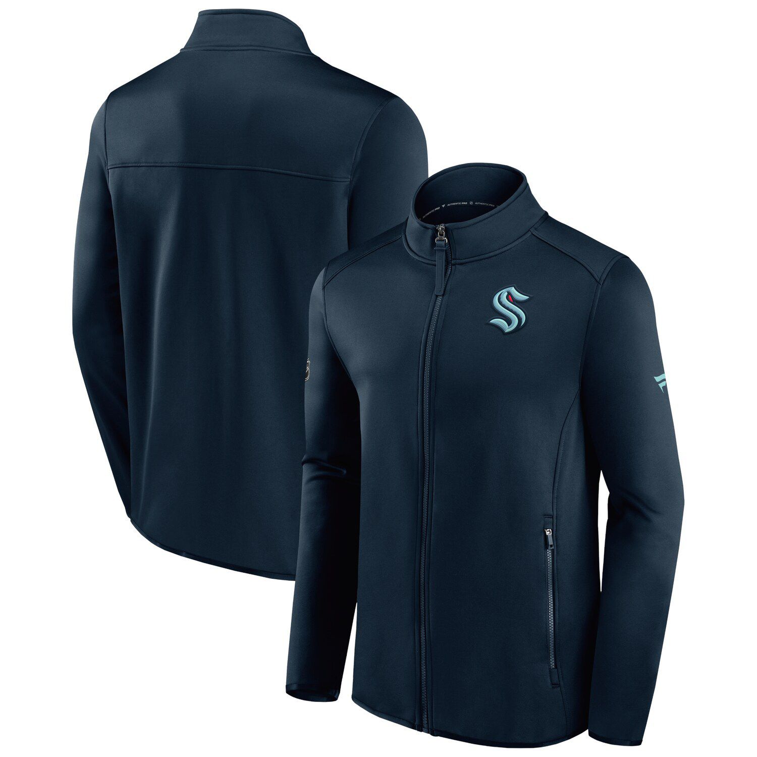 Мужская фирменная флисовая куртка Deep Sea Seattle Kraken Authentic Pro Rink с молнией во всю длину Fanatics