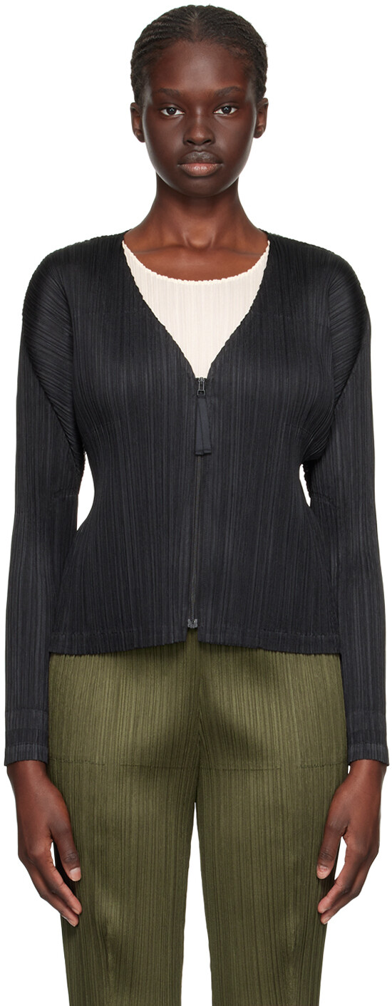 

Pleats Please Issey Miyake Черный кардиган Monthly Colors, сентябрь