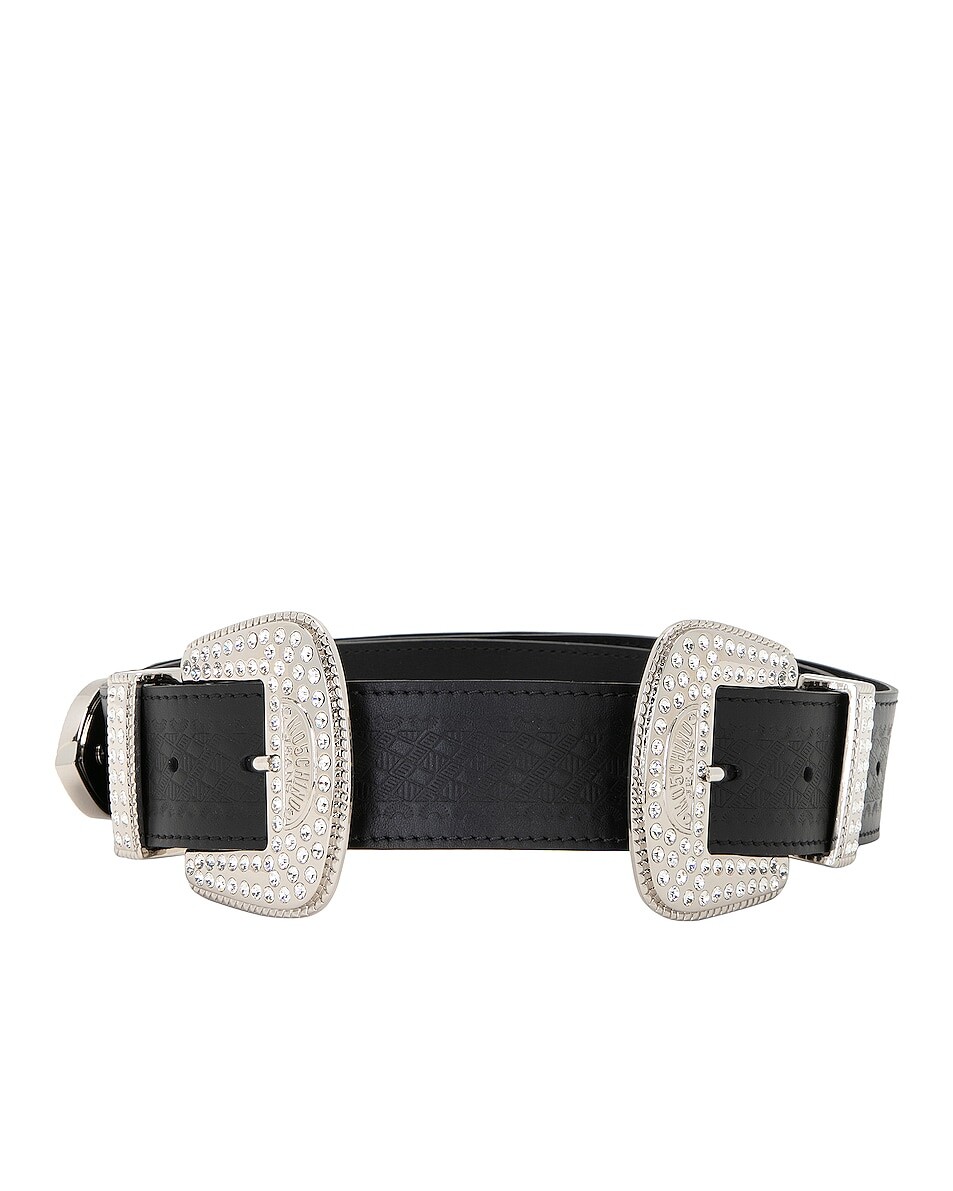 

Ремень Moschino Jeans Leather, цвет Fantasy Print Black