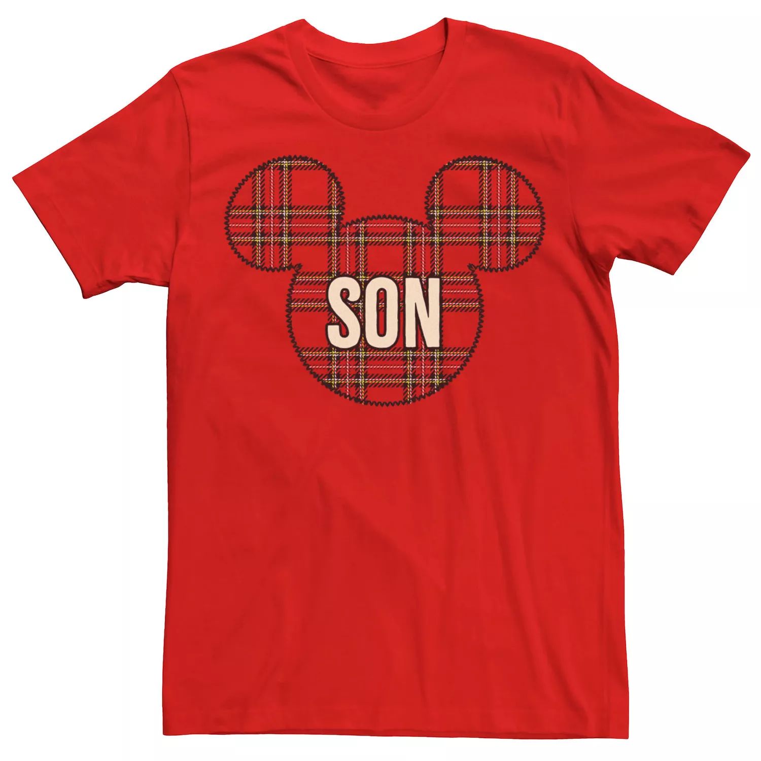 Мужская рождественская клетчатая футболка Disney Mickey And Friends с Микки Сыном Licensed Character, красный мужская футболка папа медведь с сыном m красный