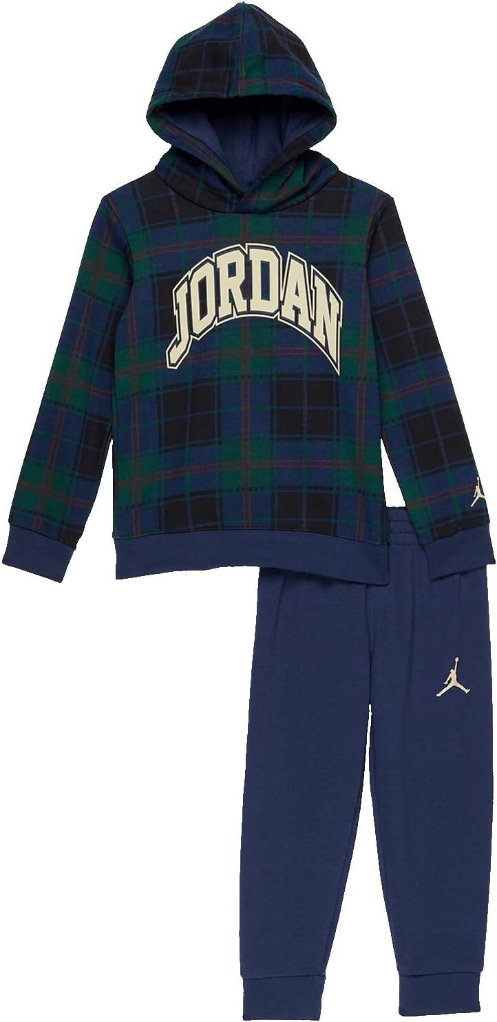 

Детский набор Jordan Essentials Plaid Pullover Set, цвет Obsidian