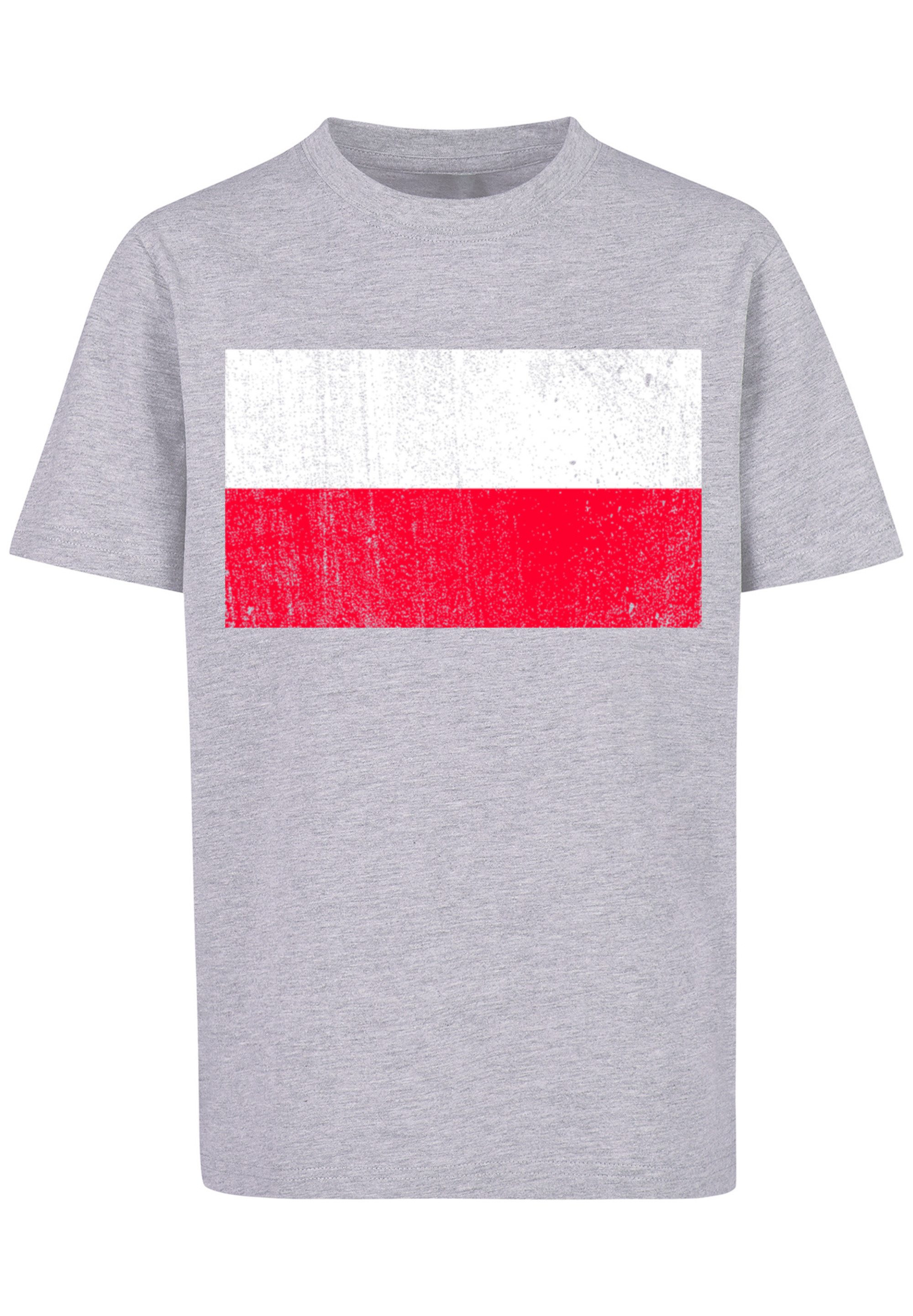 Футболка F4NT4STIC Poland Polen Flagge distressed, цвет grau meliert