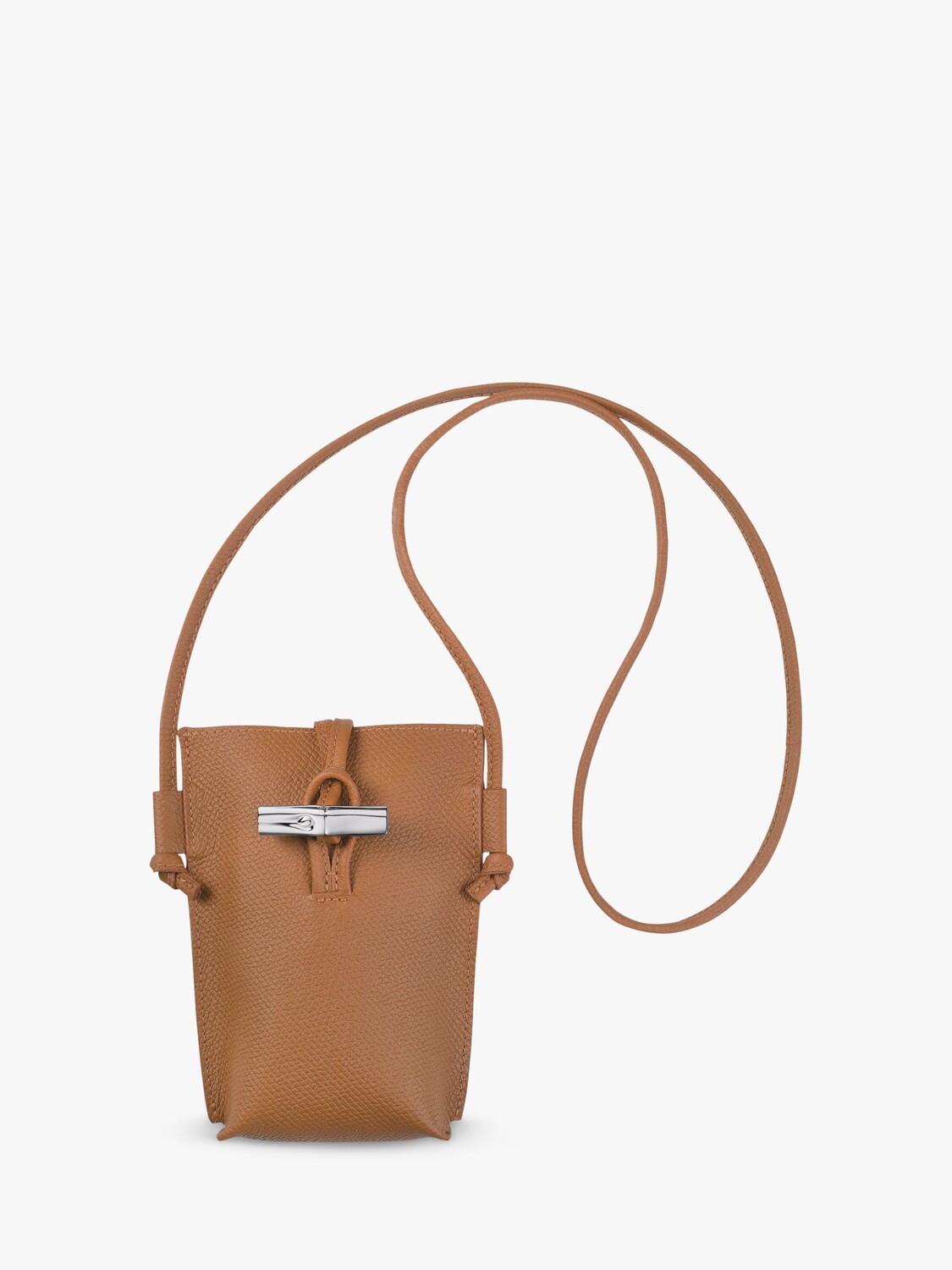 

Кожаная сумка для телефона Longchamp Roseau, натуральный цвет