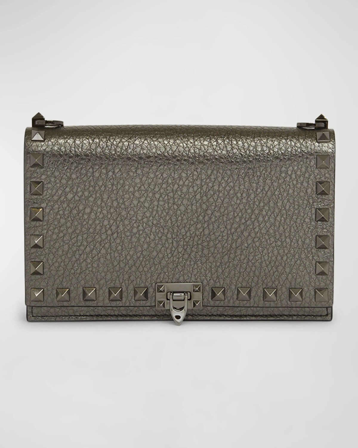 

Мини-сумка через плечо Rockstud из металлизированной кожи Valentino Garavani, антрацит