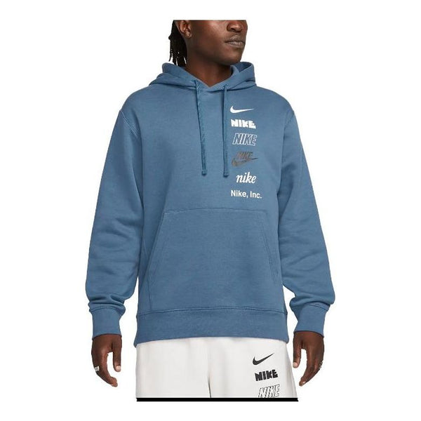 

Толстовка Nike Club Multi Logo Pullover Hoodie 'Blue', синий