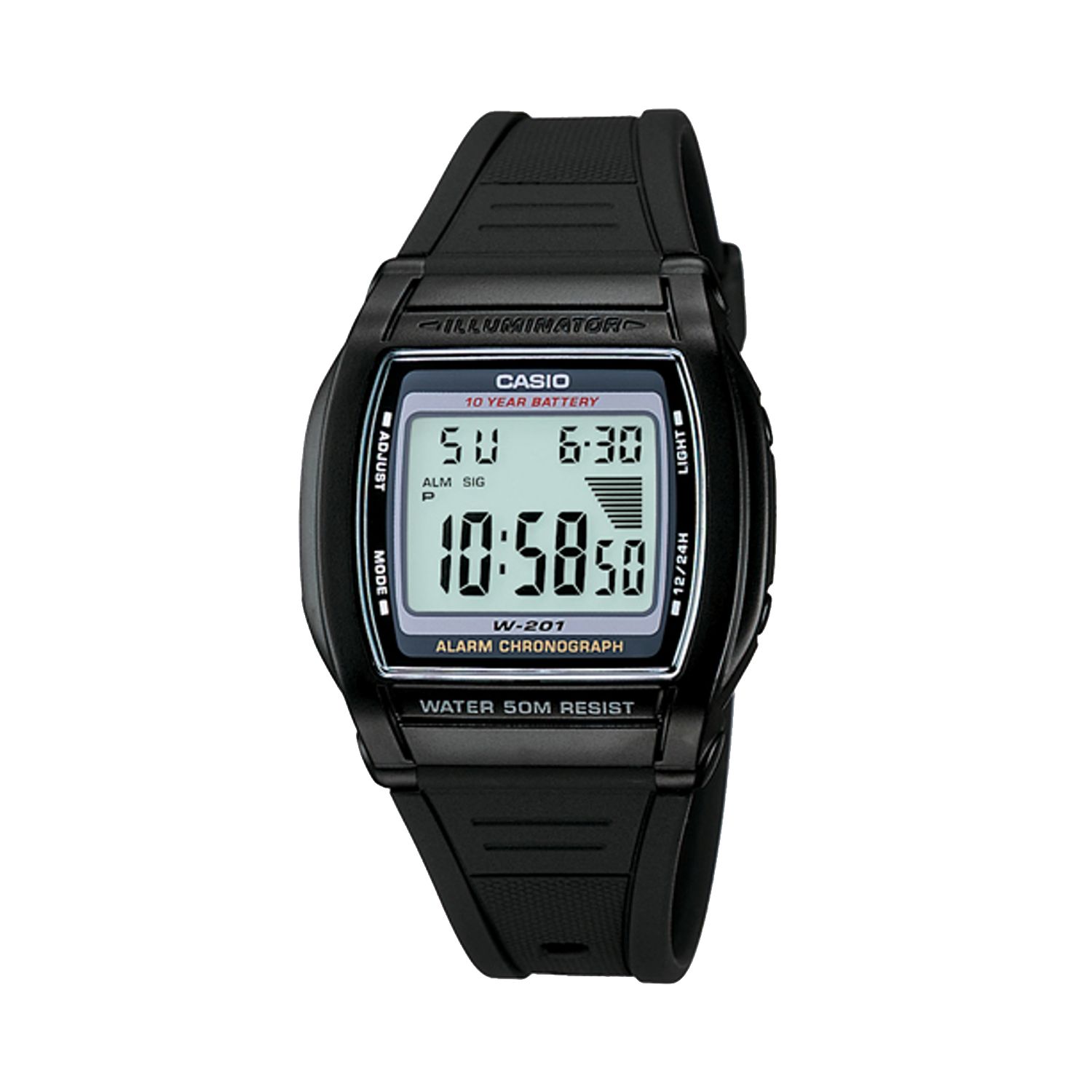 Мужские часы с цифровым хронографом - W201-1AV Casio