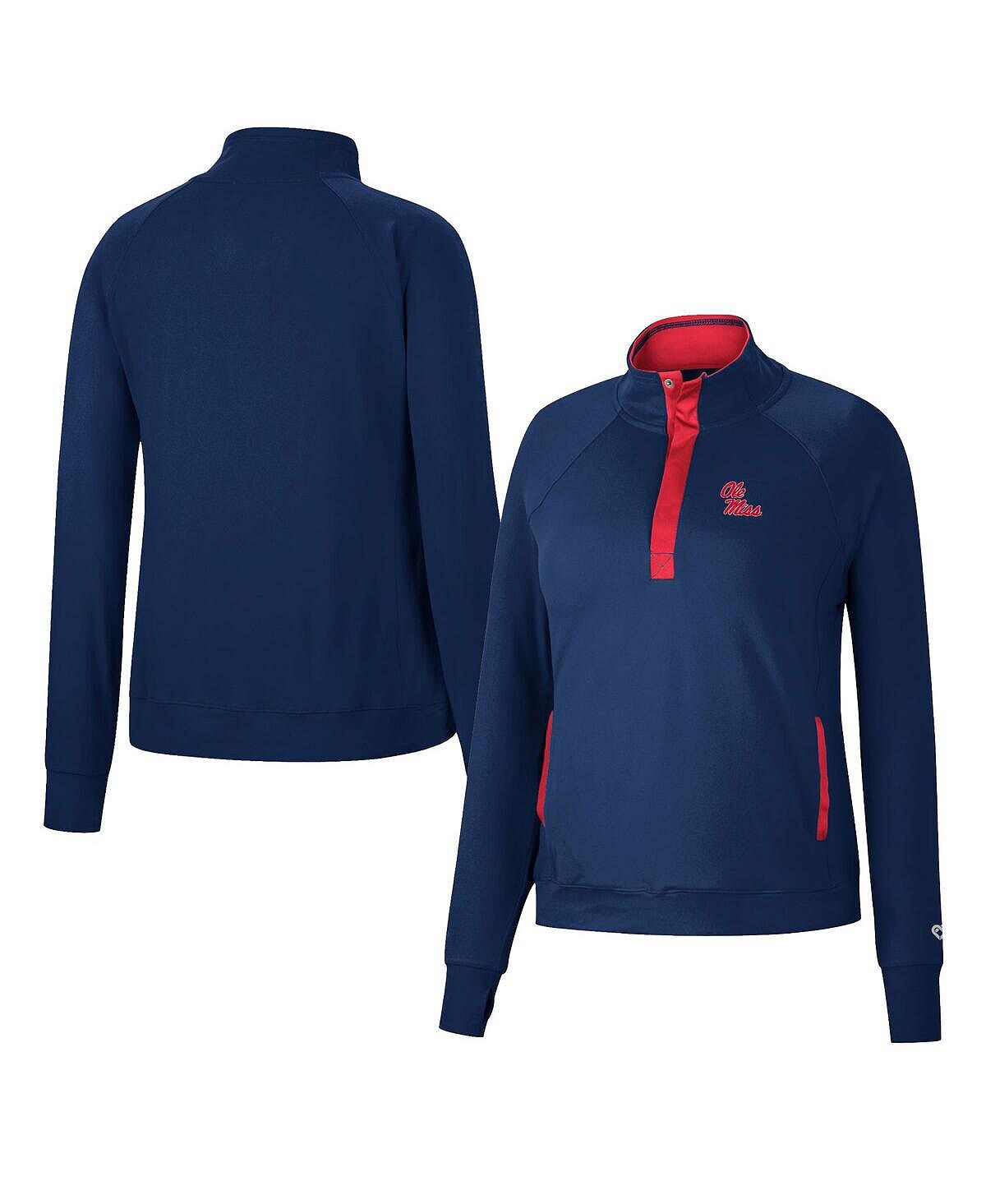 

Женский темно-синий топ с застежкой на четверть Ole Miss Rebels Kipling Raglan Colosseum, темно-синий