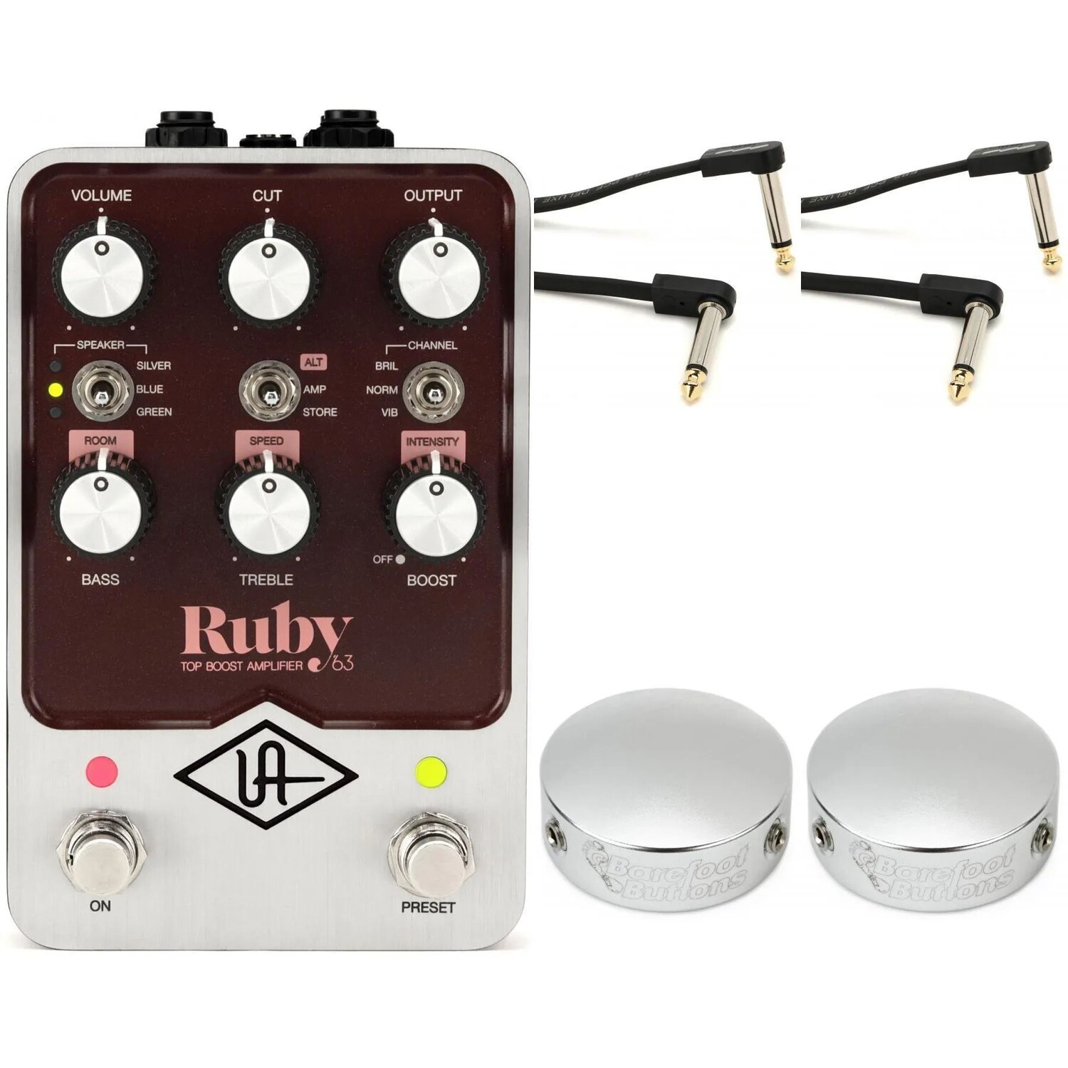 

Колпачок педали усилителя Universal Audio UAFX Ruby '63 Top Boost и комплект кабелей