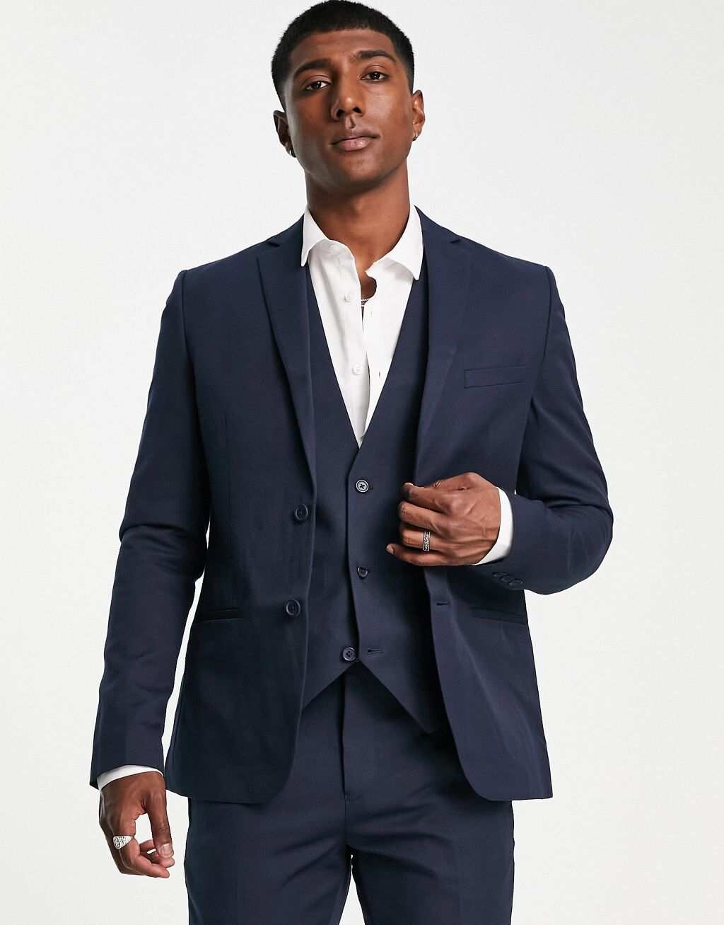 

Темно-синий однотонный узкий пиджак Bolongaro Trevor Wedding