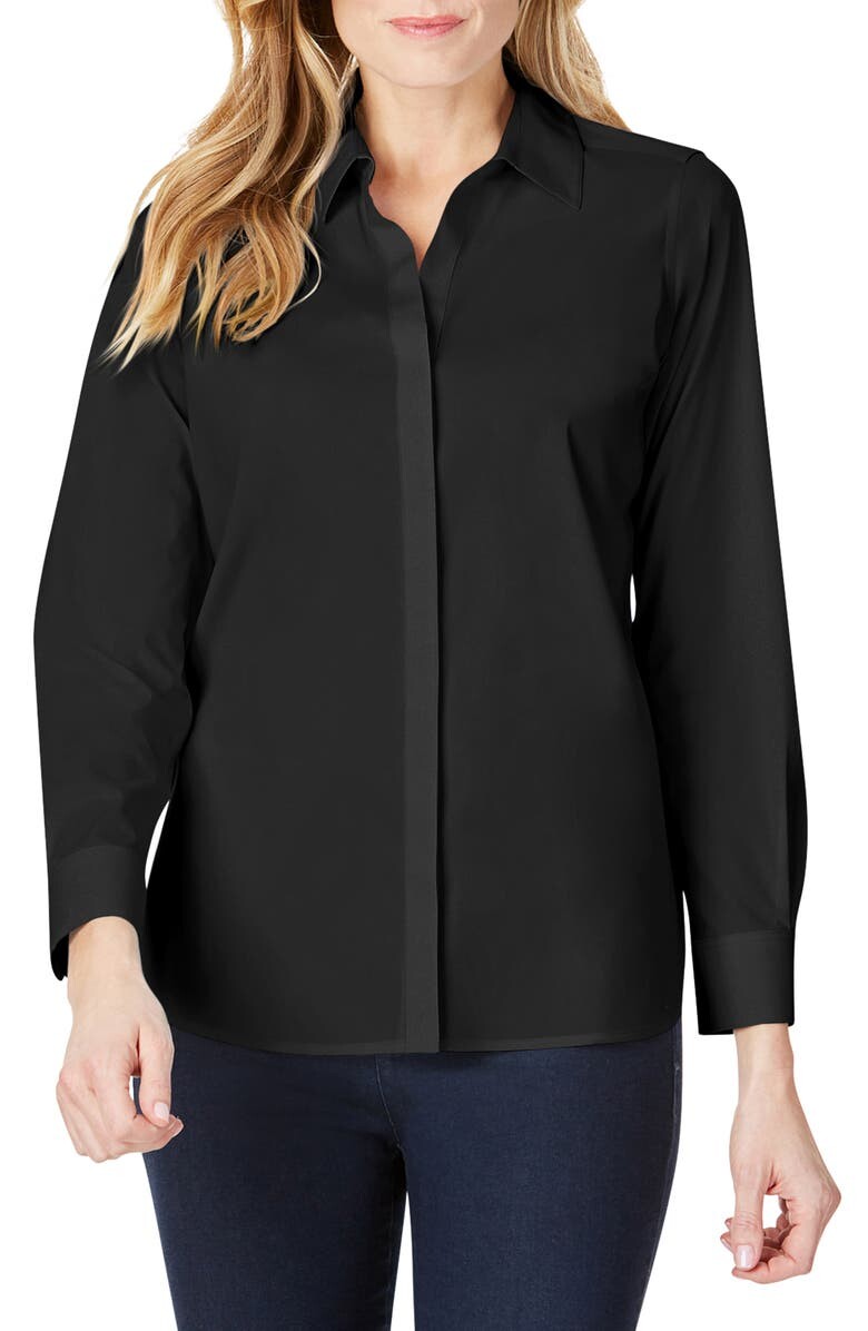 

Хлопковая рубашка на пуговицах Kylie Non-Iron FOXCROFT, черный