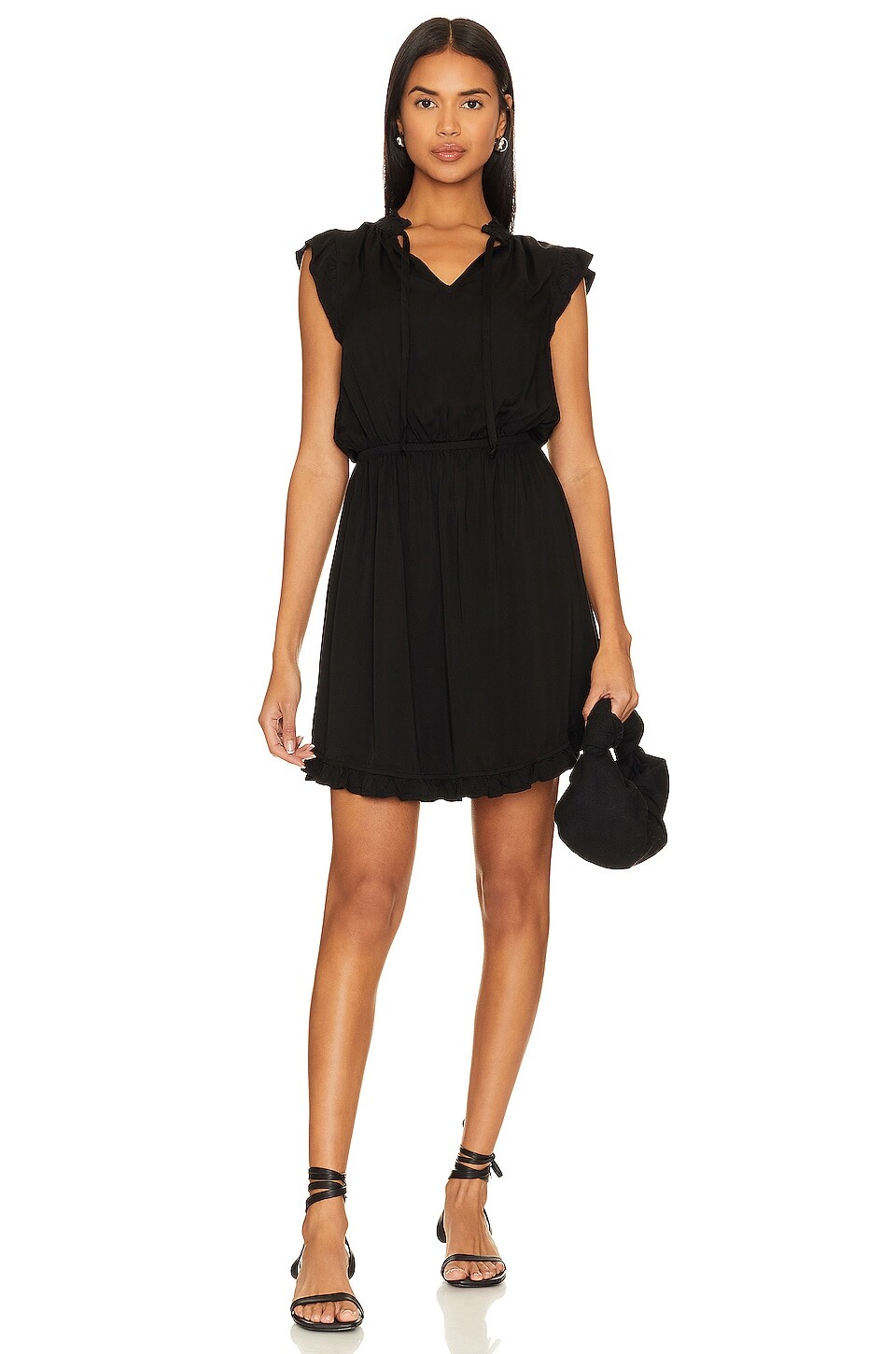 

Платье мини Bella Dahl Ruffle Sleeve, черный