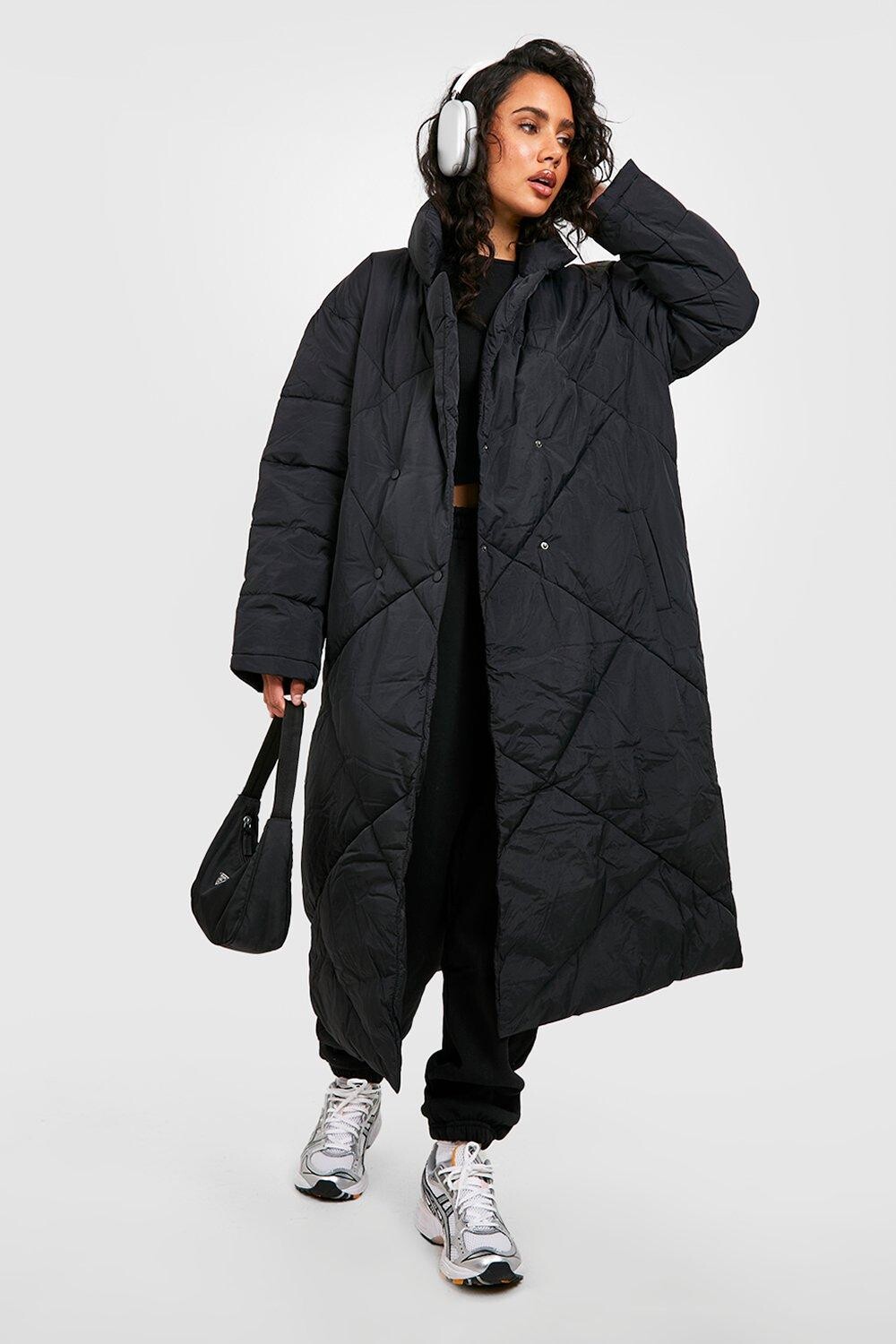 

Куртка-пуховик maxi quilt деталями Boohoo, черный