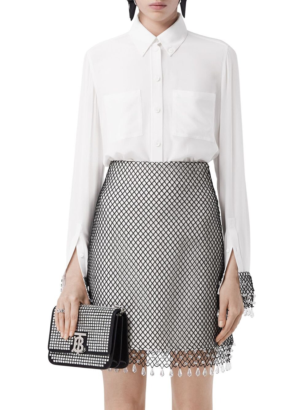 

Шелковая рубашка Paola с кристаллами Burberry, белый
