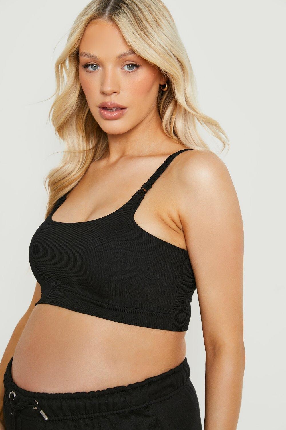 

Бюстгальтер без косточек из хлопка для кормящих мам Boohoo, черный