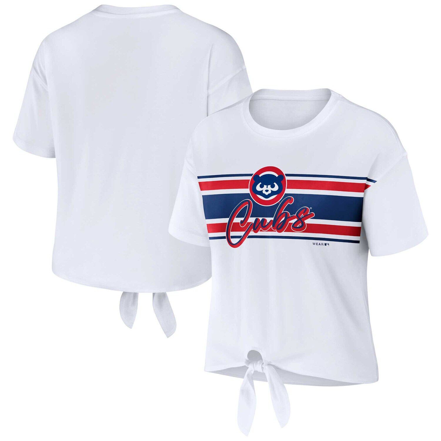 

Женская WEAR by Erin Andrews Белая футболка Chicago Cubs с завязкой спереди, Белый