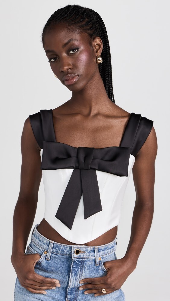 

Топ Rozie Corsets Bow-Embellished Satin Corset, черный