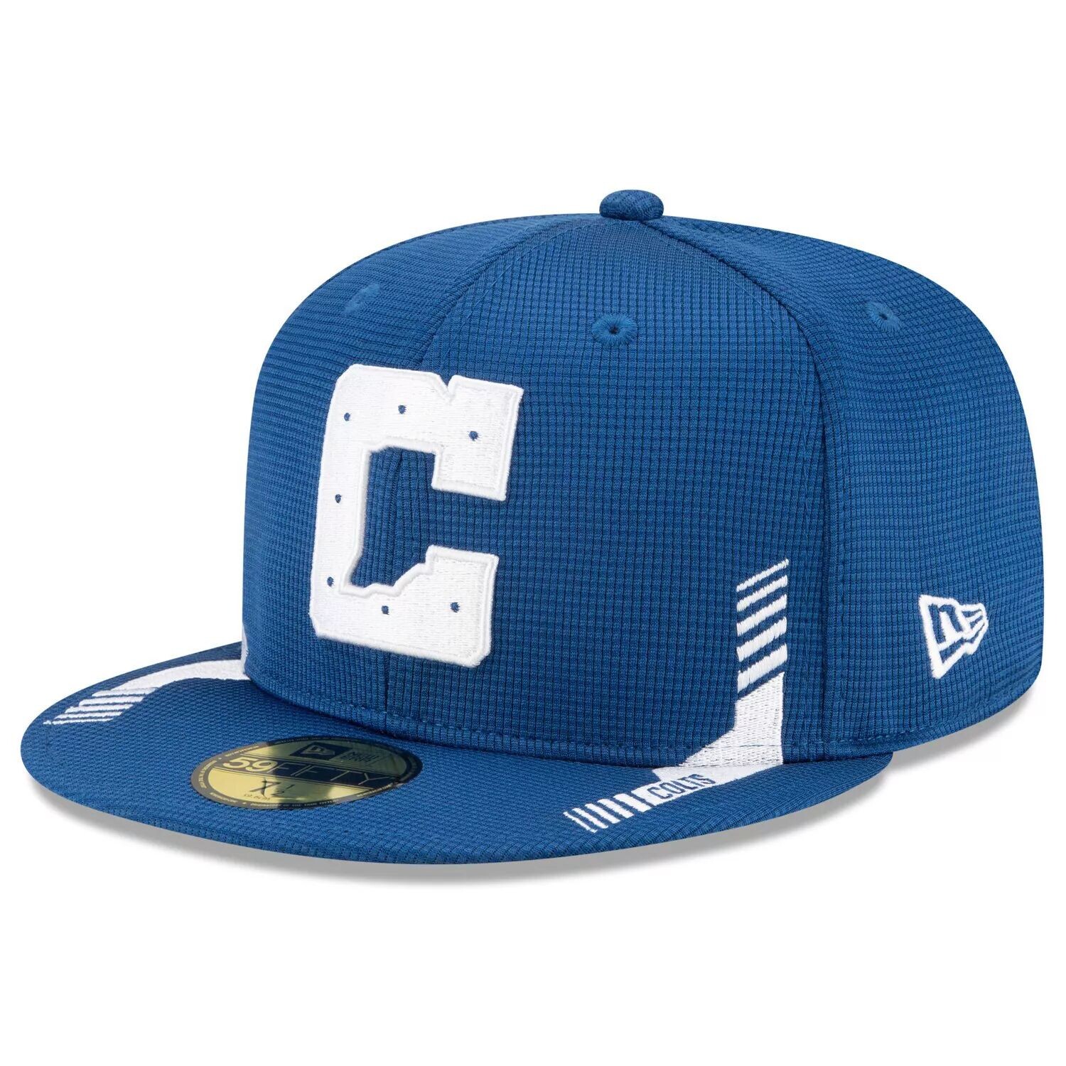 

Мужская облегающая шляпа New Era Royal Indianapolis Colts 2021 NFL Sideline Home C 59FIFTY