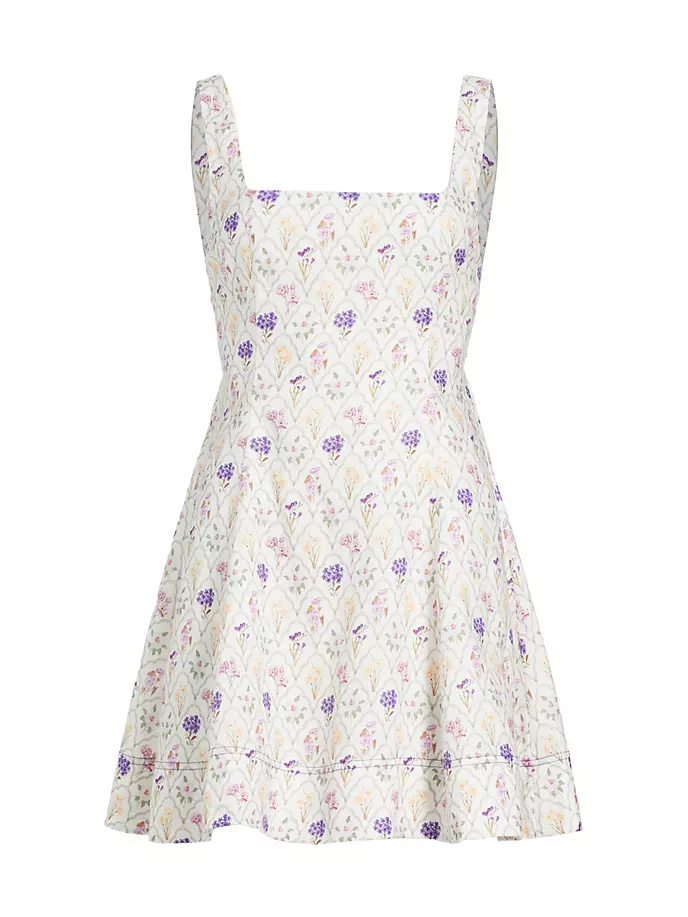 цена Мини-платье Fleur из льна и хлопка с вырезами Kivari, фиолетовый