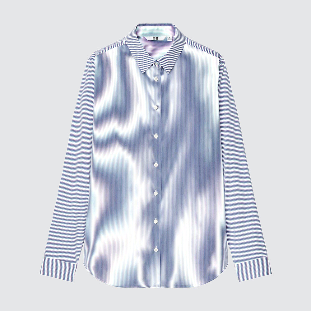 

Рубашка Uniqlo Supima Cotton формальная в полоску, синий